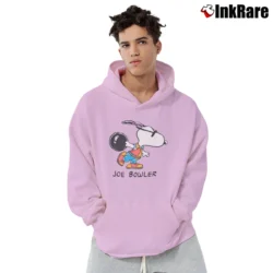 Men’s 90s Snoopy Joe Bowler Pullover Hoodie in light pink | Cozy, Durable, Modern Fit