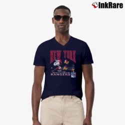 Men’s 90s Snoopy Joe Cool New York Rangers NHL V-Neck Tee in navy | Sharp, Breathable, Everyday Staple