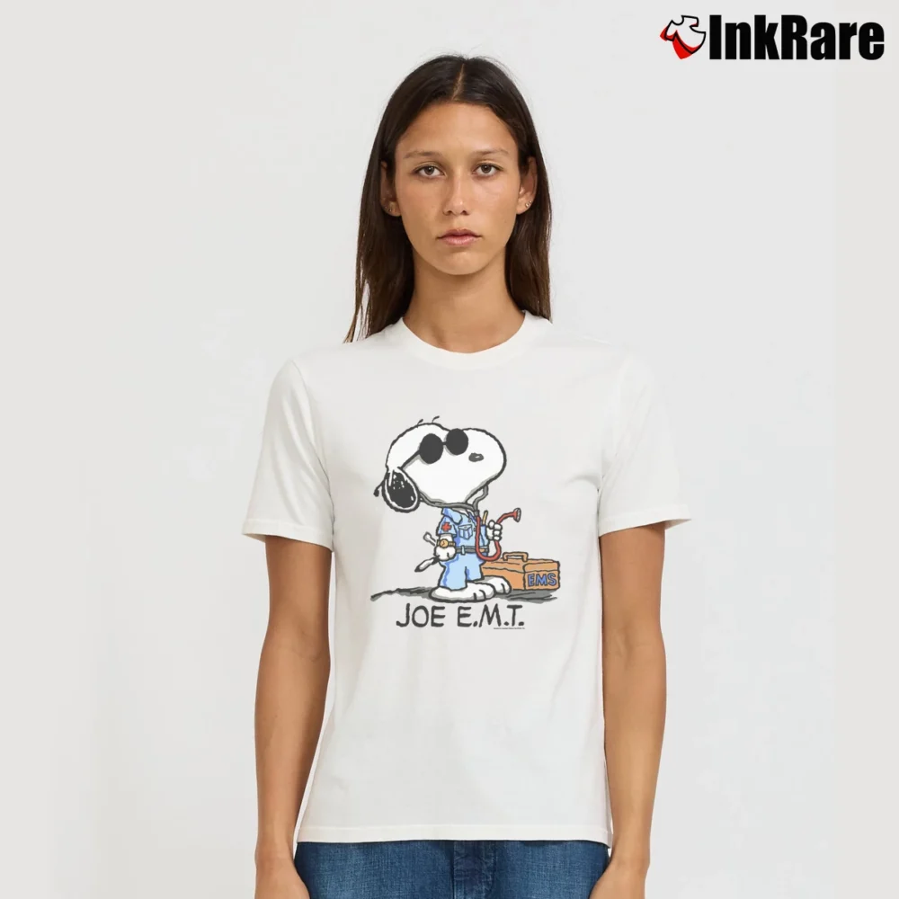 Women’s 90s Snoopy Joe E.M.T Classic Signature T-Shirt in white | Soft, Flattering Fit