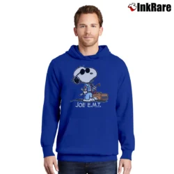 Men’s 90s Snoopy Joe EMT Pullover Hoodie in royal blue | Cozy, Durable, Modern Fit