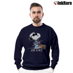Men’s 90s Snoopy Joe EMT Crewneck Sweatshirt in navy | Cozy Fabric, Clean Style