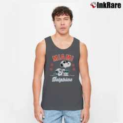 Men’s 90s Snoopy Miami Dolphins Cartoon NFL Tank Top in charcoal | Breathable, Active-Friendly Design