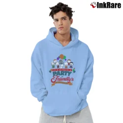 Men’s 90s Snoopy Peanuts It's Always A Party At Friendlys Pullover Hoodie in light blue | Cozy, Durable, Modern Fit