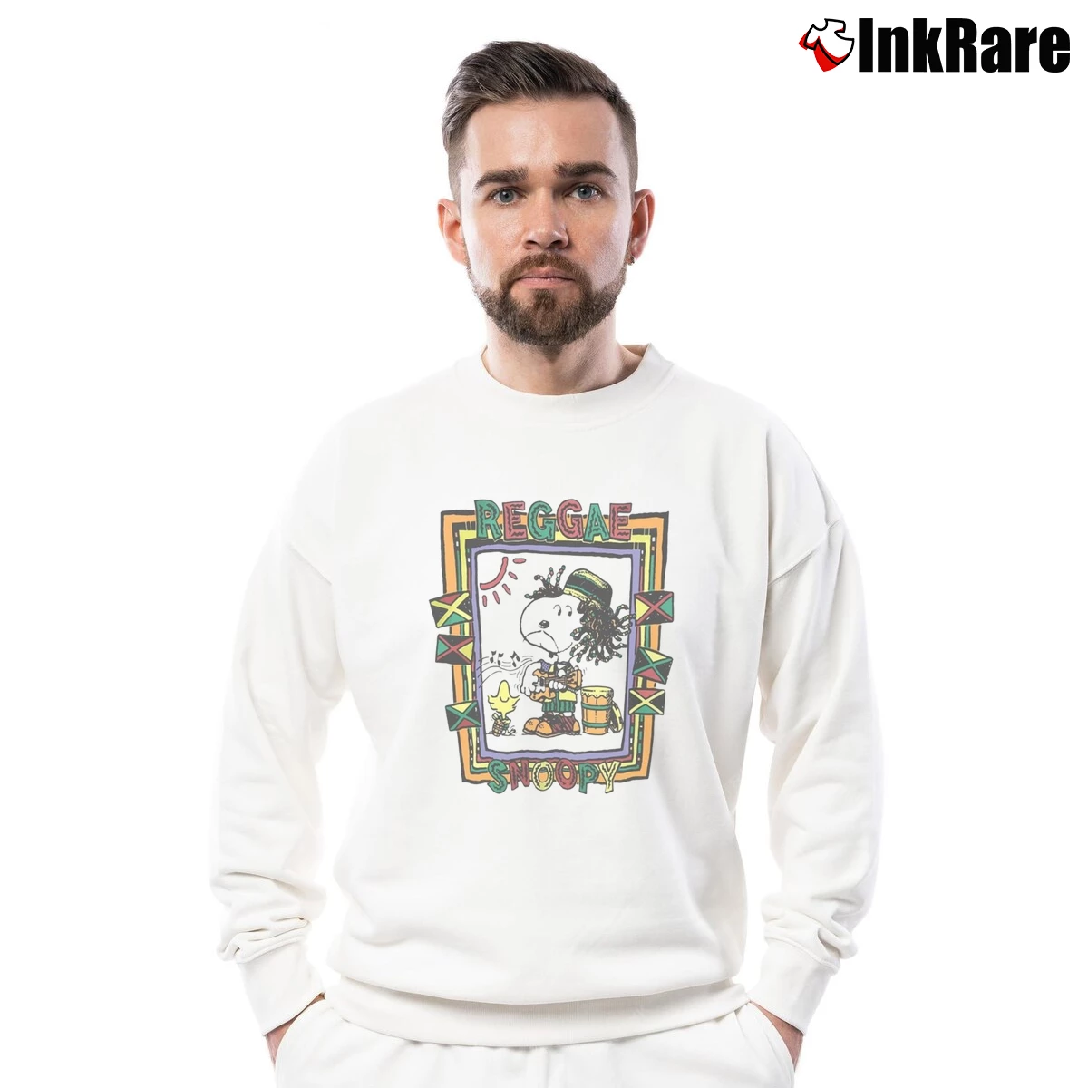 90s Snoopy Reggae Vintage Men’s Crewneck Sweatshirt in white – Soft & Durable Men’s 90s Snoopy Reggae Vintage Crewneck Sweatshirt in white | Cozy Fabric, Clean Style
