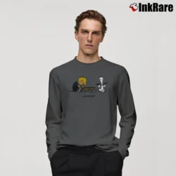 Men’s 90s Snoopy Schroeder Jammin Long-Sleeve Shirt in charcoal | Sleek, Lightweight, Year-Round Wear