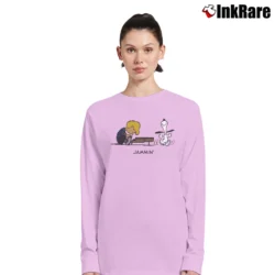 Women’s 90s Snoopy Schroeder Jammin Long-Sleeve Top in light pink | Sleek, Versatile, All-Season