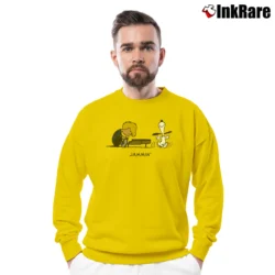Men’s 90s Snoopy Schroeder Jammin Crewneck Sweatshirt in yellow | Cozy Fabric, Clean Style