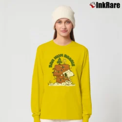 Women’s 90s Snoopy Woodstock Bah Hum Beagle Christmas Long-Sleeve Top in yellow | Sleek, Versatile, All-Season