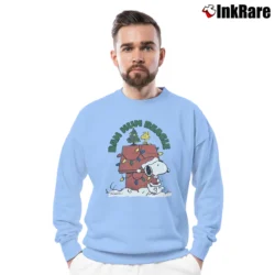 Men’s 90s Snoopy Woodstock Bah Hum Beagle Christmas Crewneck Sweatshirt in light blue | Cozy Fabric, Clean Style