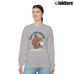Women’s 90s Snoopy Woodstock Bah Hum Beagle Christmas Relaxed Sweatshirt in sport grey | Soft, Laid-Back Vibe