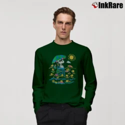 Men’s 90s Snoopy Woodstock On The Beach Long-Sleeve Shirt in forest green | Sleek, Lightweight, Year-Round Wear