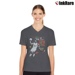 Women’s 90s Space Jam Michael Jordan Looney Tunes Nike V-Neck Tee in charcoal | Chic Neckline, Soft Texture