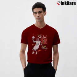 Men’s 90s Space Jam Michael Jordan Looney Tunes Nike V-Neck Tee in maroon | Sharp, Breathable, Everyday Staple