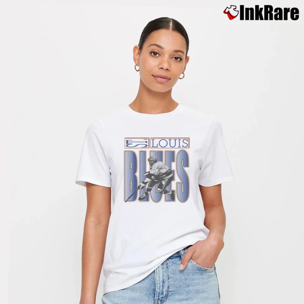 Women’s 90s St Louis Blues Signature T-Shirt in white | Soft, Flattering Fit
