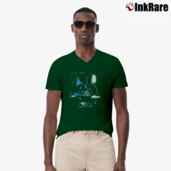 Men’s 90s Star Wars Darth Vader Galaxy Dark Side V-Neck Tee in forest green | Sharp, Breathable, Everyday Staple
