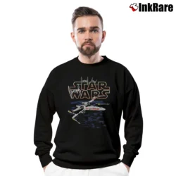 Men’s 90s Star Wars X - Wing Starfighter Promo Crewneck Sweatshirt in black | Cozy Fabric, Clean Style