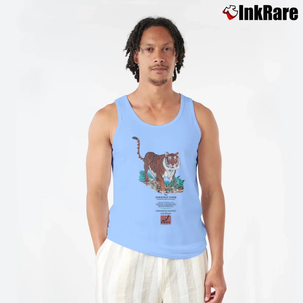 Men’s 90s Sumatran Tiger San Diego Zoo Conservation Tank Top in light blue | Breathable, Active-Friendly Design