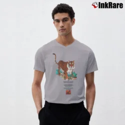 Men’s 90s Sumatran Tiger San Diego Zoo Conservation V-Neck Tee in sport grey | Sharp, Breathable, Everyday Staple