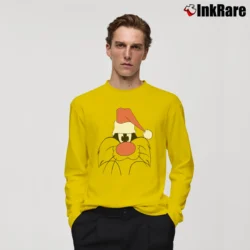Men’s 90s Sylvester Santa Claus Looney Tunes Christmas Long-Sleeve Shirt in yellow | Sleek, Lightweight, Year-Round Wear