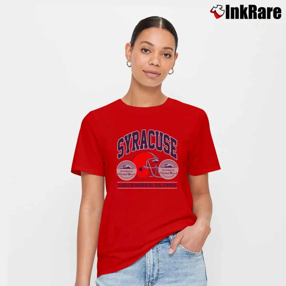 Women’s 90s Syracuse Football 1990 Aloha Bowl Signature T-Shirt in red | Soft, Flattering Fit
