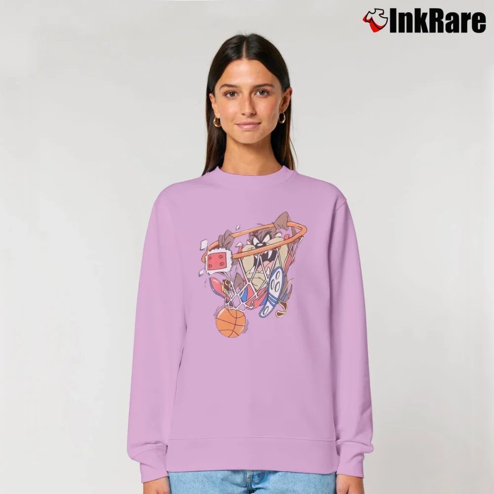 Women’s 90s Tasmanian Devil Looney Tunes Basketball Relaxed Sweatshirt in light pink | Soft, Laid-Back Vibe