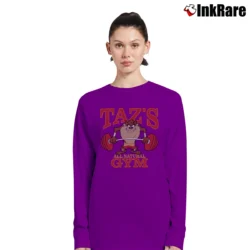 Women’s 90s Taz All Natural Gym Looney Tunes Cartoon Long-Sleeve Top in purple | Sleek, Versatile, All-Season