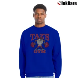 Men’s 90s Taz All Natural Gym Looney Tunes Cartoon Crewneck Sweatshirt in royal blue | Cozy Fabric, Clean Style