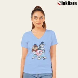 Women’s 90s Taz Bugs Bunny New York Yankees MLB Looney Tunes V-Neck Tee in light blue | Chic Neckline, Soft Texture