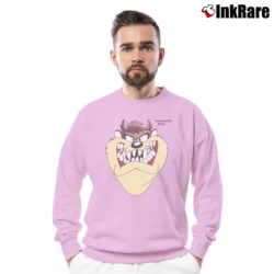 Men’s 90s Taz Looney Tunes Tasmanian Devil Warner Bros Crewneck Sweatshirt in light pink | Cozy Fabric, Clean Style