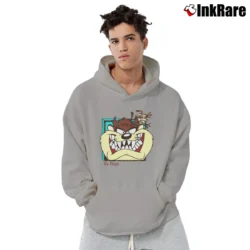 Men’s 90s Taz Tasmanian Devil Six Flags Looney Tunes Pullover Hoodie in sport grey | Cozy, Durable, Modern Fit