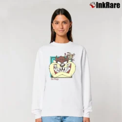 Women’s 90s Taz Tasmanian Devil Six Flags Looney Tunes Relaxed Sweatshirt in white | Soft, Laid-Back Vibe
