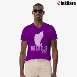 Men’s 90s The Cat Club NYC New York City V-Neck Tee in purple | Sharp, Breathable, Everyday Staple