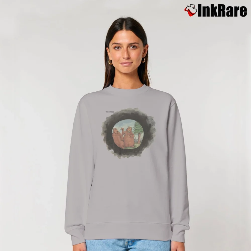 Women’s 90s The Far Side Bears Hunting Relaxed Sweatshirt in sport grey | Soft, Laid-Back Vibe