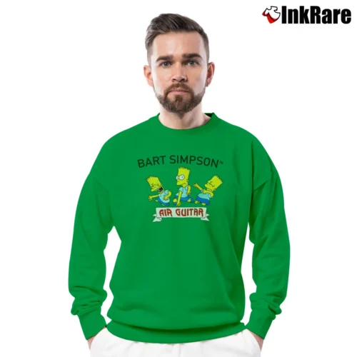 90s The Simpsons Bart Air Guitar Cartoon Retro TV Show Men’s Crewneck Sweatshirt in irish green – Soft & Durable Men’s 90s The Simpsons Bart Air Guitar Cartoon Retro TV Show Crewneck Sweatshirt in irish green | Cozy Fabric, Clean Style
