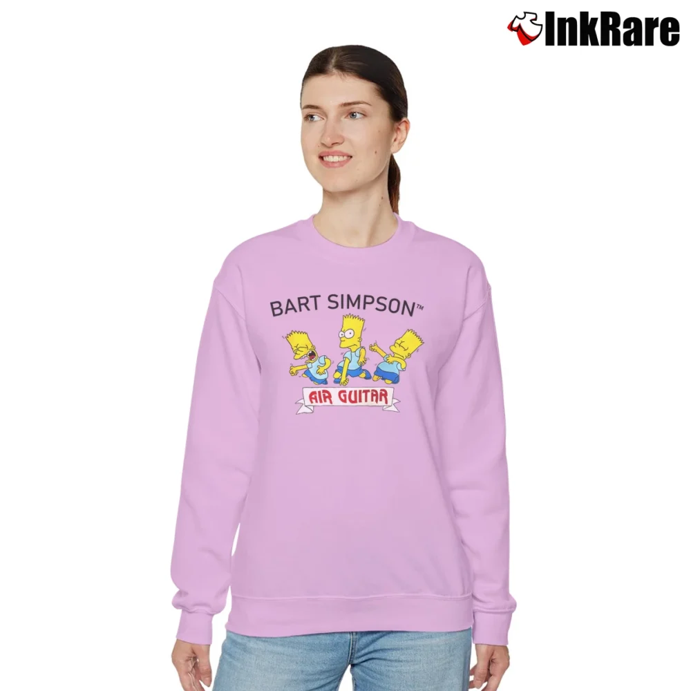 Women’s 90s The Simpsons Bart Air Guitar Cartoon Retro TV Show Relaxed Sweatshirt in light pink | Soft, Laid-Back Vibe