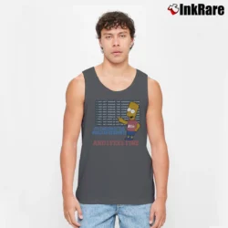 Men’s 90s The Simpsons Beta Theta Pi Emory University 1993 Bart and Homer Tourist Tank Top in charcoal | Breathable, Active-Friendly Design