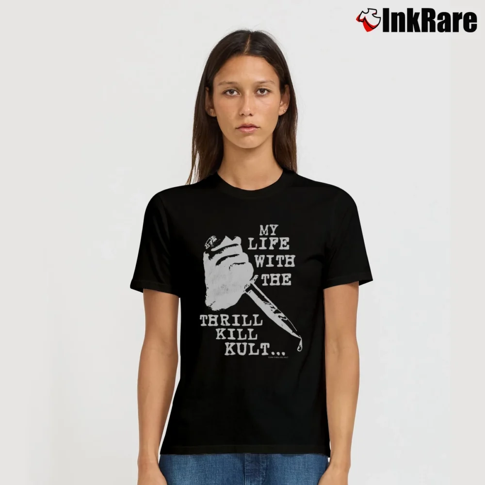 Women’s 90s Thrill Kill Kult Industrial Rock Concert Signature T-Shirt in black | Soft, Flattering Fit