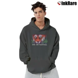 Men’s 90s Tiger Eye Survival Distressed Pullover Hoodie in charcoal | Cozy, Durable, Modern Fit