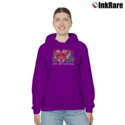 Women’s 90s Tiger Eye Survival Distressed Cozy Hoodie in purple | Warm, Structured, Stylish