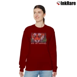 Women’s 90s Tiger Eye Survival Distressed Relaxed Sweatshirt in maroon | Soft, Laid-Back Vibe