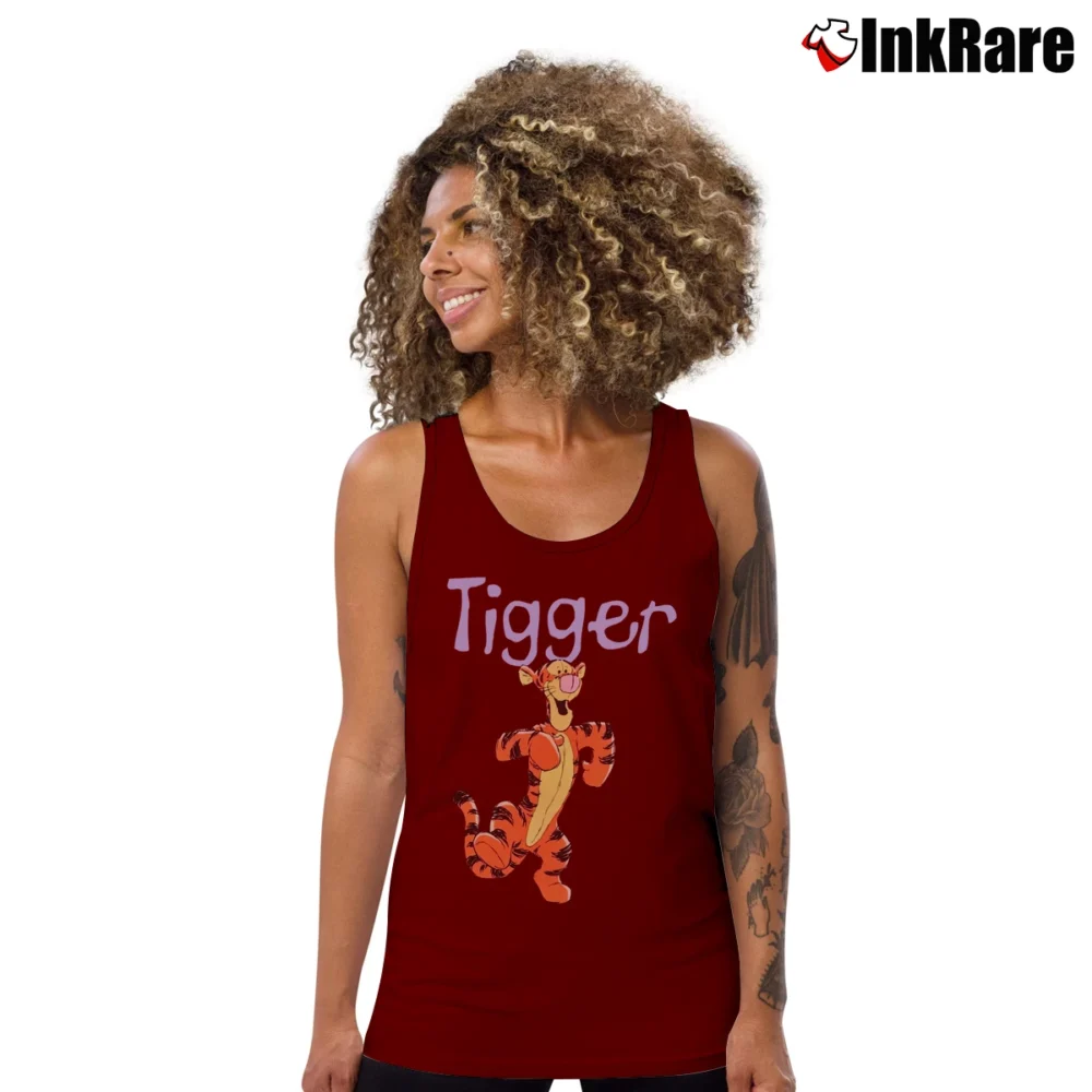 Women’s 90s Tigger Walt Disney Cartoon Character Tank Top in maroon | Lightweight, Movement-Friendly