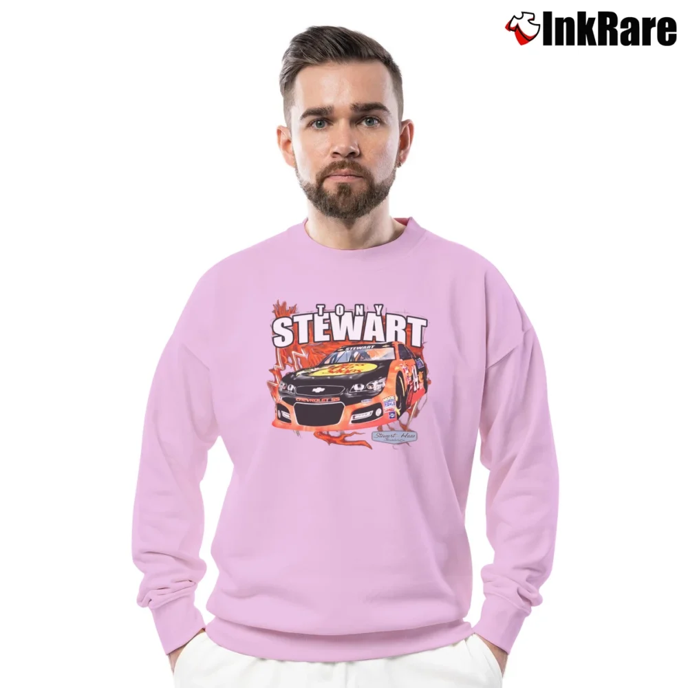 Men’s 90s Tony Stewart Chevrolet Race Crewneck Sweatshirt in light pink | Cozy Fabric, Clean Style