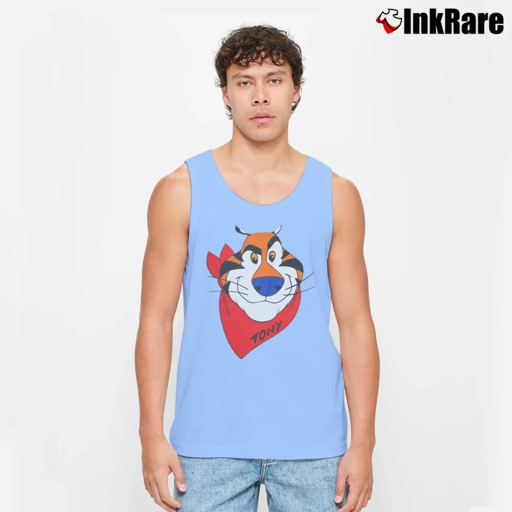 Men’s 90s Tony The Tiger Frosted Flakes Tank Top in light blue | Breathable, Active-Friendly Design