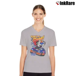 Women’s 90s Tony The Tiger Terry Labonte NASCAR V-Neck Tee in sport grey | Chic Neckline, Soft Texture