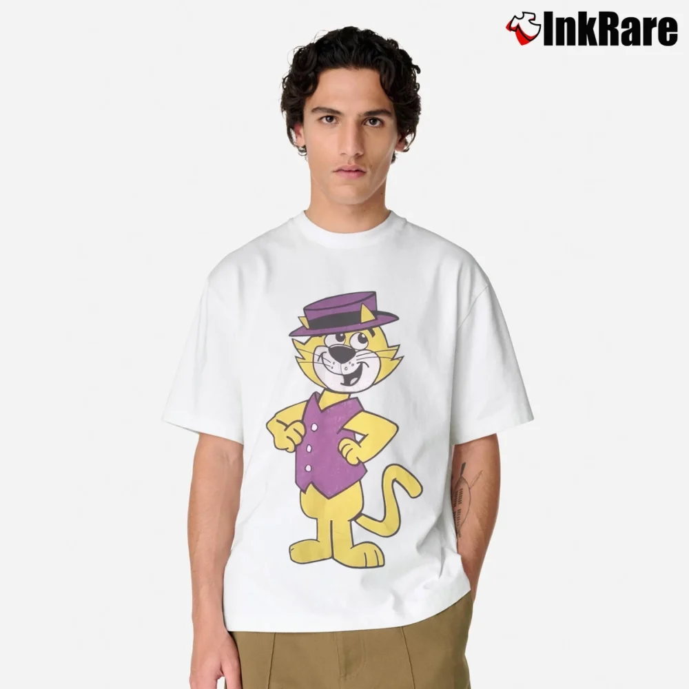 Men’s 90s Top Cat Animated TV Series Promo Classic T-Shirt in white | Soft, Breathable Everyday Wear