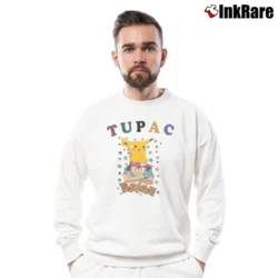 Men’s 90s Tupac Pokemon Crewneck Sweatshirt in white | Cozy Fabric, Clean Style