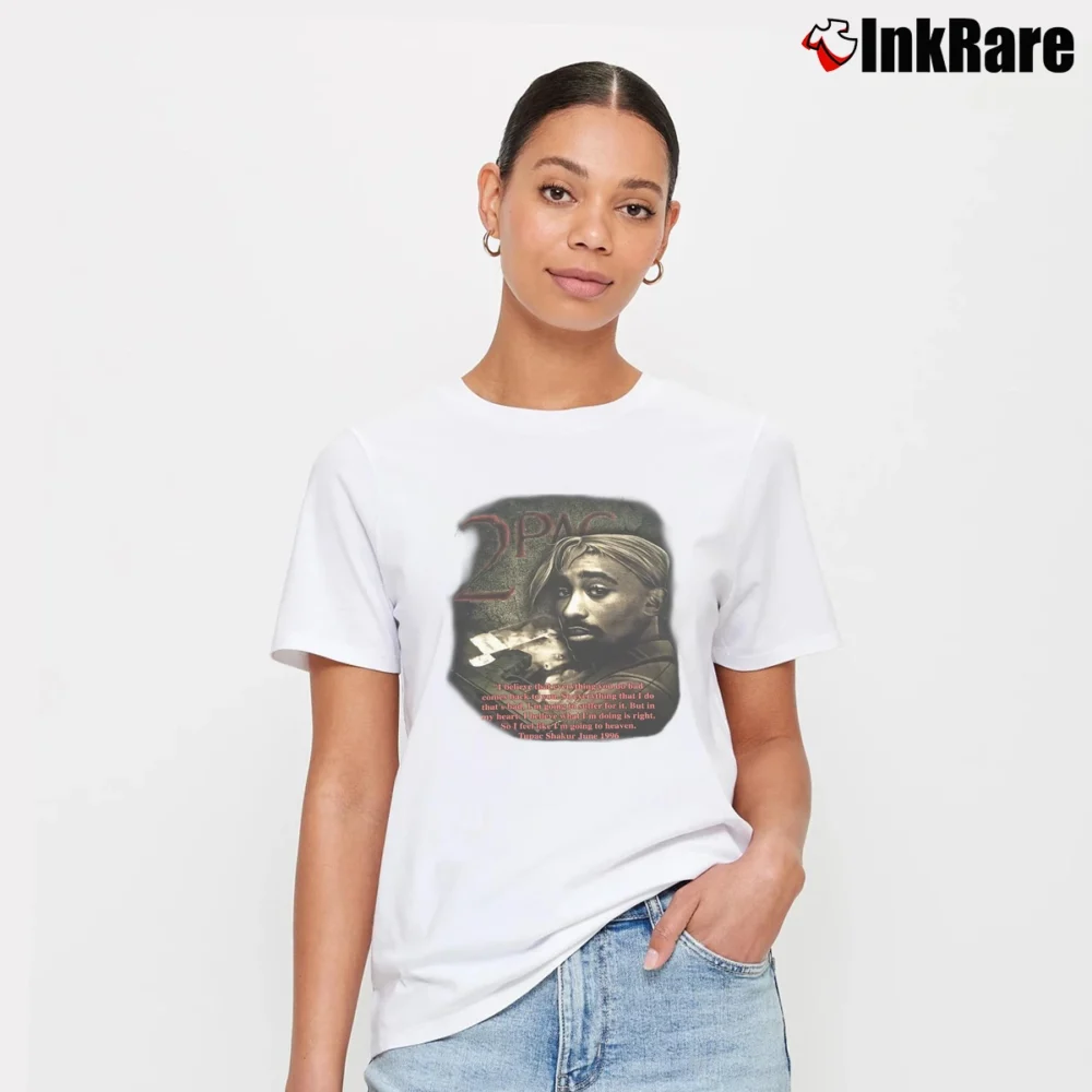 Women’s 90s Tupac Shakur 2pac In Memory Of Rap Hip Hop Signature T-Shirt in white | Soft, Flattering Fit