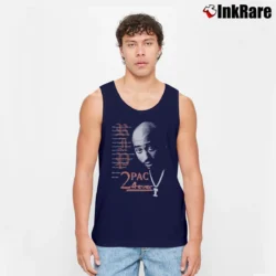 Men’s 90s Tupac Shakur Machiavelli Rap 2pac 4ever For Fans Tank Top in navy | Breathable, Active-Friendly Design