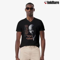 Men’s 90s Tupac Shakur Machiavelli Rap 2pac 4ever For Fans V-Neck Tee in black | Sharp, Breathable, Everyday Staple