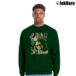 Men’s 90s Tupac Shakur Only God Can Judge Me Crewneck Sweatshirt in forest green | Cozy Fabric, Clean Style
